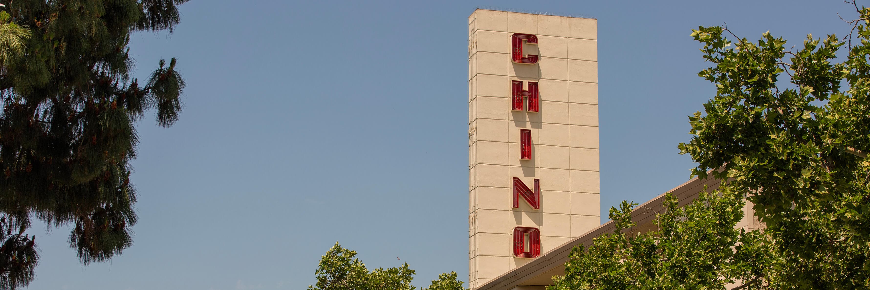 The sun shines on a downtown business in the commercial district of Chino.